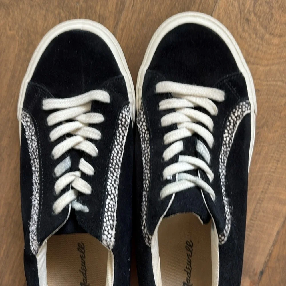 Madewell Sidewalk Low-Top Suede and Spot Calf Hair Sneakers Womens 8